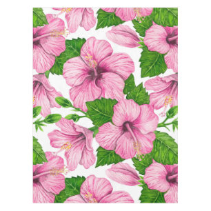 Toalha De Mesa Padrão de aquarela de hibisco rosa