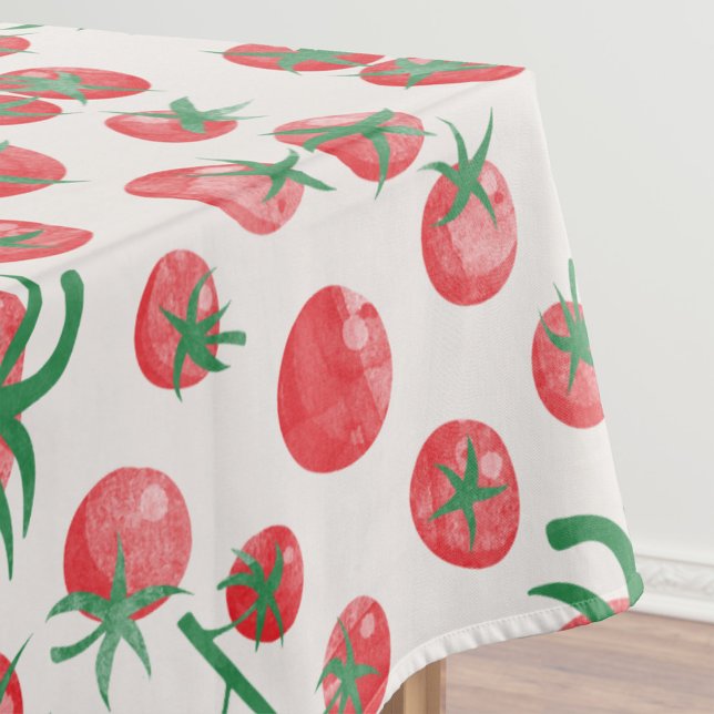 Toalha De Mesa Padrão de Aquarela de Tomate (Modern watercolor tomato pattern Mediterranean summer tablecloth)