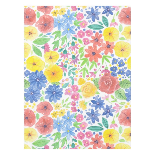 Toalha De Mesa Padrão de aquarela floral (Frente)