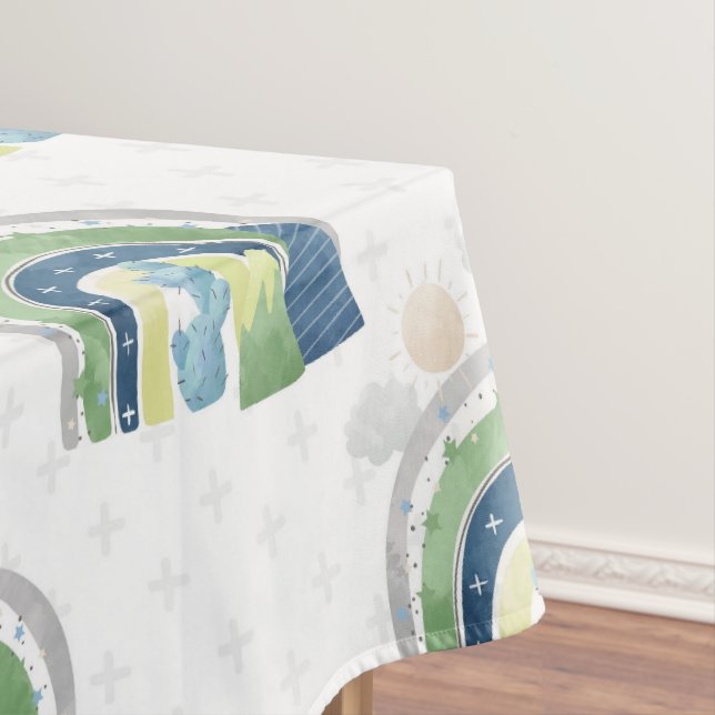 Toalha De Mesa Padrão de Arco-íris em Aquarela (Posição Original)