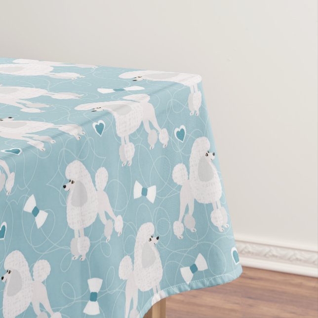 Toalha De Mesa Padrão de Arcos e Poodles Brancos (Posição Original)