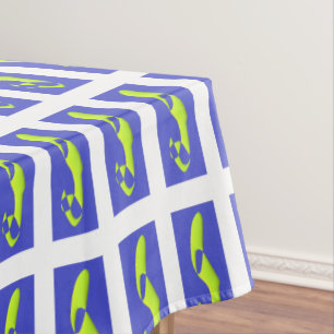 TOALHA DE MESA PADRÃO DE ARTE AZUL ROYAL E PADRÃO