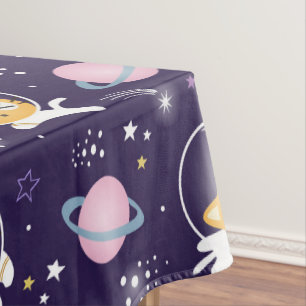 Toalha De Mesa Padrão de Astronautas de Gato Gato-Gato