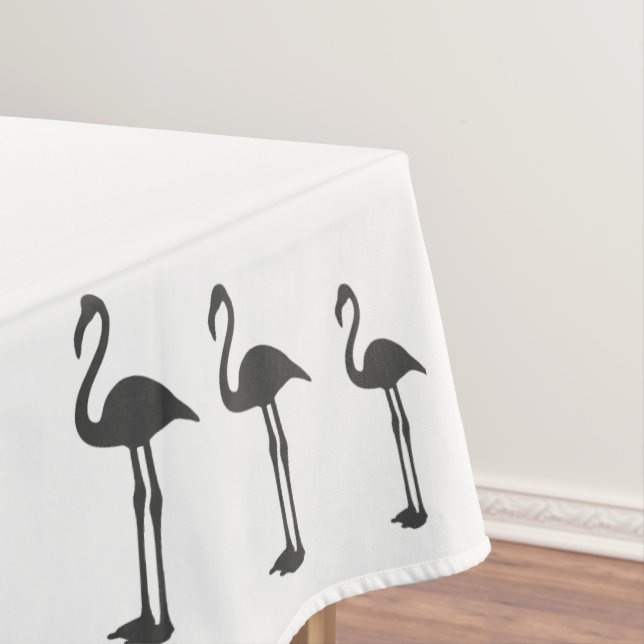 Toalha De Mesa Padrão de Aves Flamingo, Cinza Funky (Posição Original)