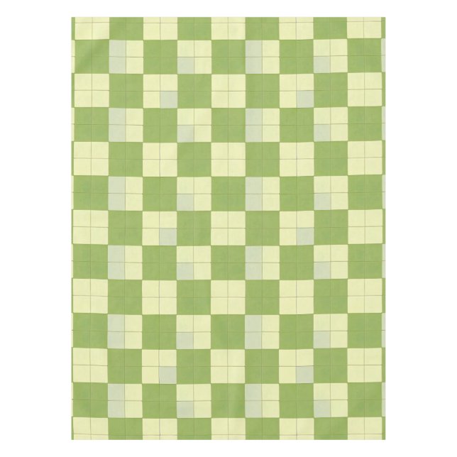 Toalha De Mesa Padrão de Azulejo Xadrez Verde e Creme (Frente)