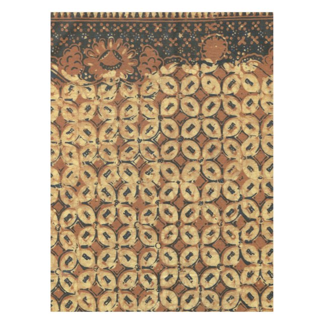 Toalha De Mesa Padrão de Batik Kawung Indonésio Vintage Rústico (Frente)