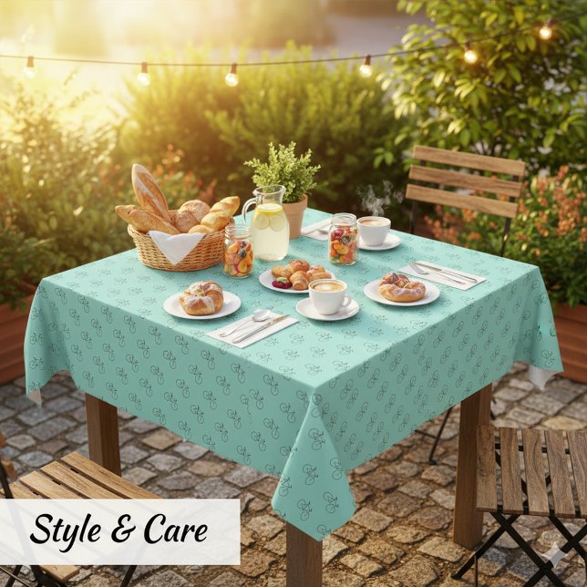 Toalha De Mesa Padrão de Bicicleta em Robin Ovo Azul Elegante (Bicycle Pattern in Robin Egg Blue Elegant Tablecloth)
