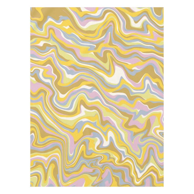 Toalha De Mesa Padrão de Boho Líquido do Hippie 70s Green Marble (Frente)