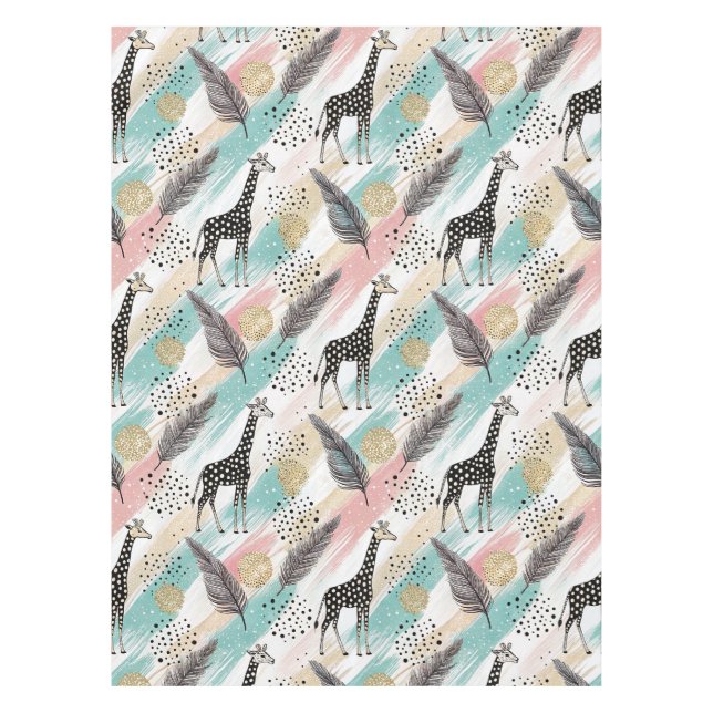 Toalha De Mesa Padrão de Bolinhas de Girafa Whimsical - Pastel (Frente)