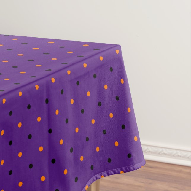 Toalha De Mesa Padrão de Bolinhas Pretas Laranja Roxo do Hallowee (Posição Original)