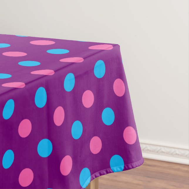 Toalha De Mesa Padrão de bolinhas rosa azul e roxo (Posição Original)