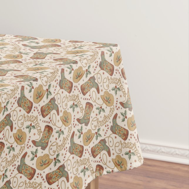 Toalha De Mesa Padrão de Boots and Hats do Natal Ocidental (Posição Original)