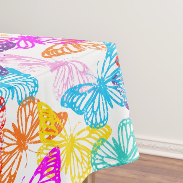 Toalha De Mesa Padrão de Borboletas Multicoloridas (Posição Original)