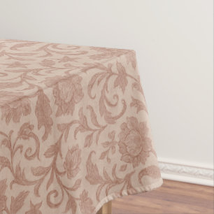 Toalha De Mesa Padrão de Brocado Floral Rosa Empoeirado