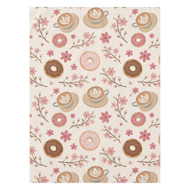 Toalha De Mesa Padrão de Capa de Café Flor de Cerejeira (3) (Frente)