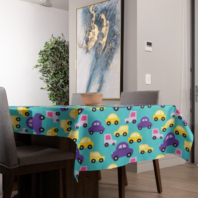 Toalha De Mesa Padrão de Carros de Brinquedos multicores (toy car tablecloth)