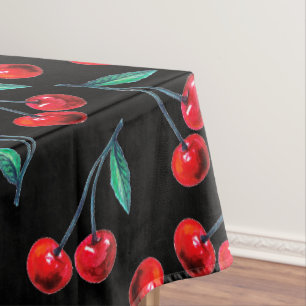 Toalha De Mesa Padrão de Cereja Vermelha Doce