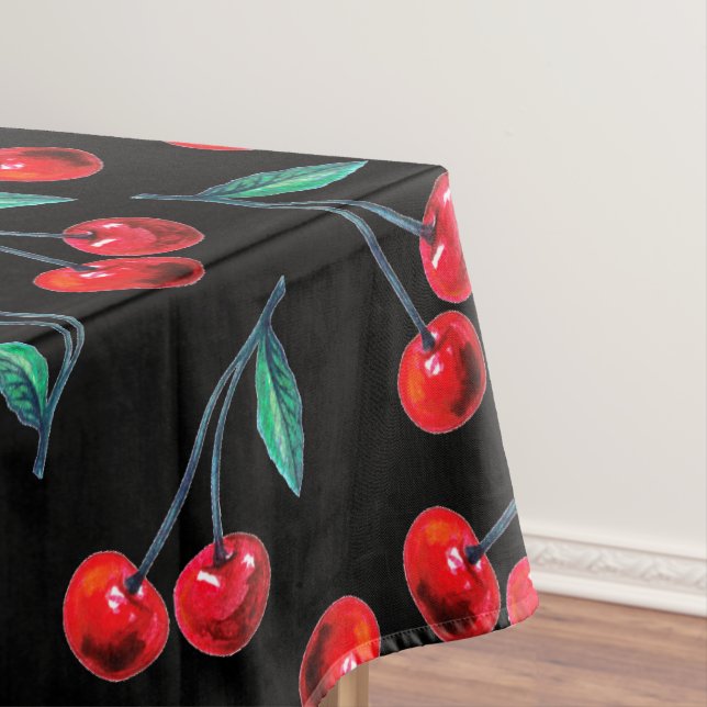 Toalha De Mesa Padrão de Cereja Vermelha Doce (Posição Original)