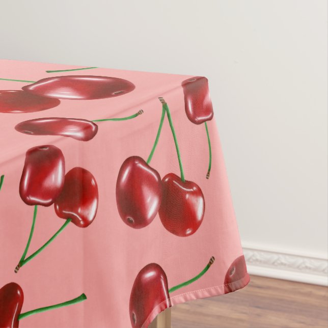 Toalha De Mesa Padrão de Cereja Vermelha Doce (Posição Original)