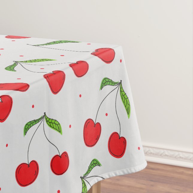 Toalha De Mesa Padrão de Cereja Vermelha Doce (Posição Original)
