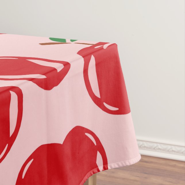 Toalha De Mesa Padrão de Cereja Vermelha Doce (Posição Original)