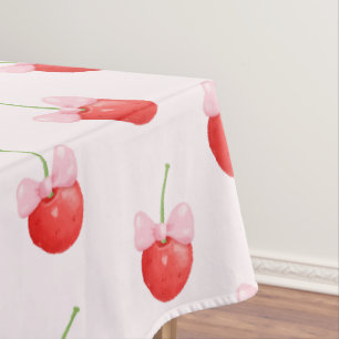 Toalha De Mesa Padrão de Cereja Vermelha Doce