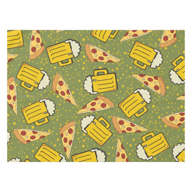 Toalha De Mesa Padrão de cerveja e pizza (Frente (Horizontal))