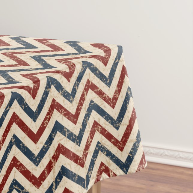 Toalha De Mesa Padrão de Chevron Patriótico Vintage (Posição Original)