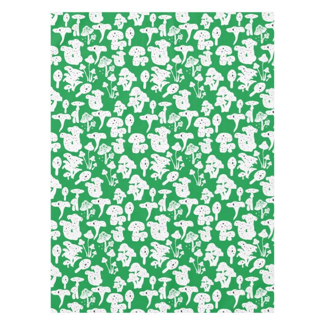 Toalha De Mesa Padrão de cogumelo preto 01b Verde BG (Frente)