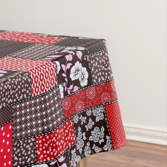 Toalha De Mesa Padrão de Colcha Floral de Patchwork Retrô (Posição Original)