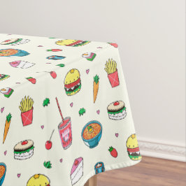 Toalha De Mesa Padrão de Comida colorido bonito em branco