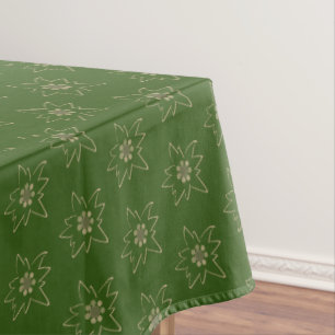 Toalha De Mesa Padrão de Contorno de Edelweiss Verde e Tan