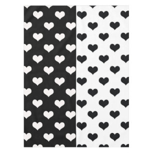 Toalha De Mesa Padrão de Coração de Amor Branco Negro