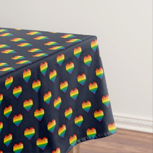 Toalha De Mesa Padrão de Coração do Arco-Íris de 8 Bits