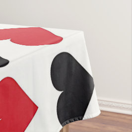 Toalha De Mesa Padrão de Coração Vermelho e Negro
