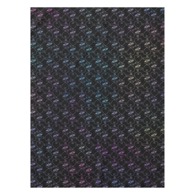 Toalha De Mesa Padrão de Corações e Chaves Modernos Elegantes | (Frente)