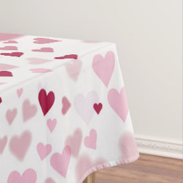 Toalha De Mesa Padrão de Corações Lindos Rosa