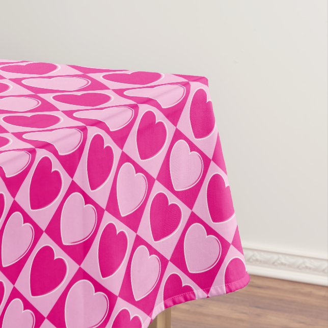 Toalha De Mesa Padrão de corações rosa (Posição Original)