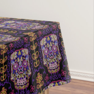 Toalha De Mesa Padrão de Crânio em Arte de Açúcar