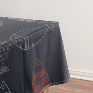 Toalha De Mesa Padrão de Desenho de Peixes