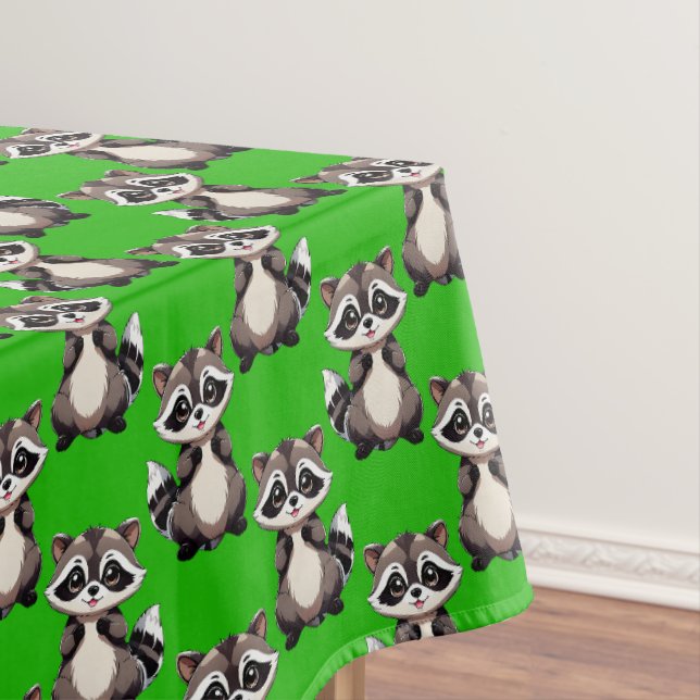 Toalha De Mesa Padrão de Design de Guaxinim Verde  (Posição Original)