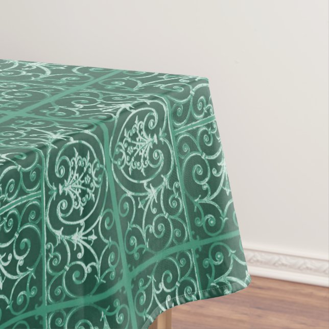 Toalha De Mesa Padrão de deslocamento verde de sábio (Posição Original)