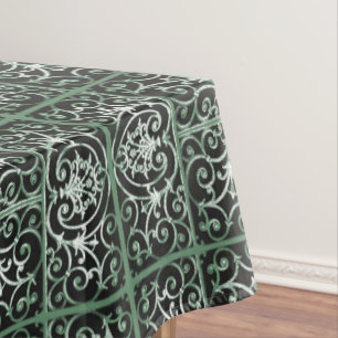 Toalha De Mesa Padrão de deslocamento verde e preto