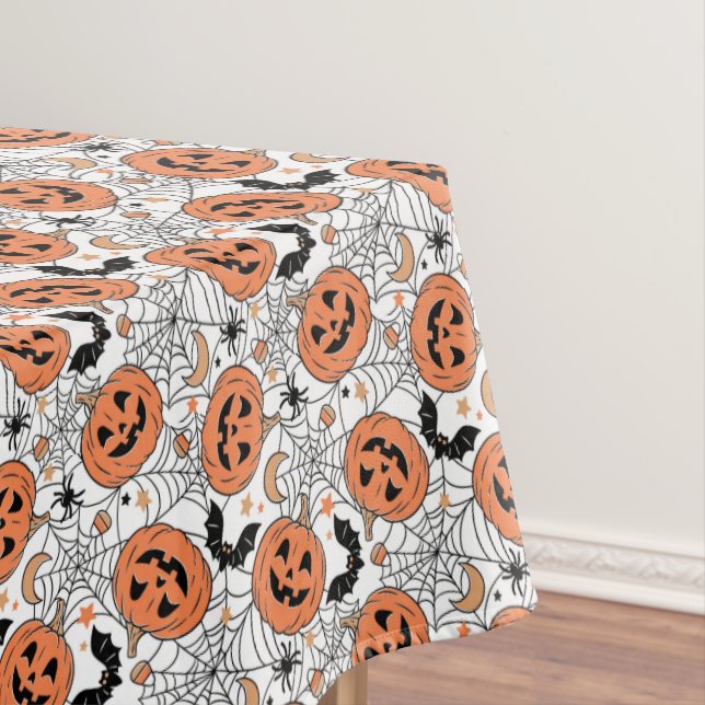Toalha De Mesa Padrão de Dia das Bruxas Spooky Pumpkin (Posição Original)