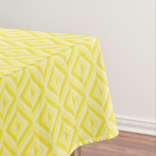 Toalha De Mesa Padrão de Diamante Amarelo de Três Tons
