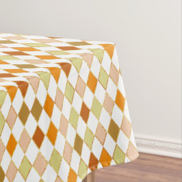 Toalha De Mesa Padrão de Diamante de Beige Laranja Festivo