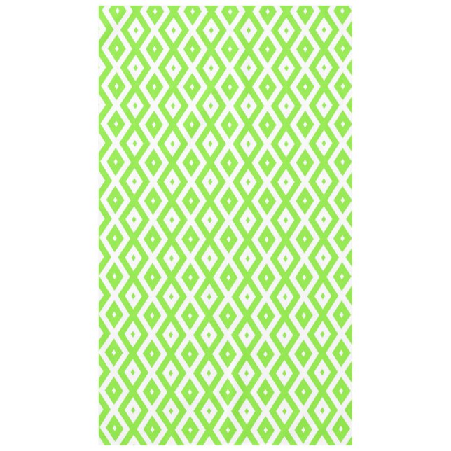 Toalha De Mesa Padrão de diamante verde lima e branco (Frente)