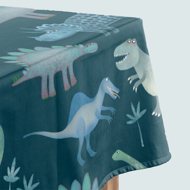 Toalha De Mesa Padrão de Dinossauro Verde Escuro (Criador carregado)