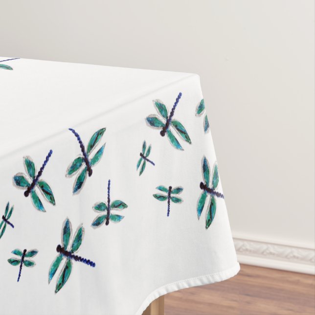 Toalha De Mesa Padrão de Dragonfly Azul Dançante (Posição Original)