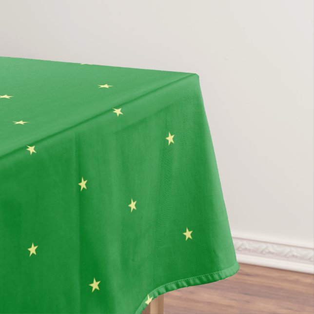Toalha De Mesa Padrão de estrela amarela em verde (Posição Original)